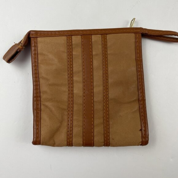 Vintage PAN AM Airlines Amenity Kit Toiletry Travel Bag Zip Brown Leather Pouch - Picture 2 of 7